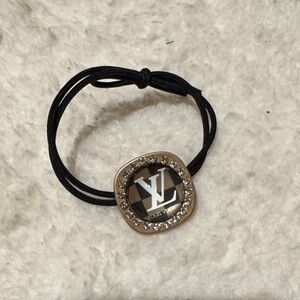 Elegant Black and Gold hair tie or Bracelet with Crystal Accents